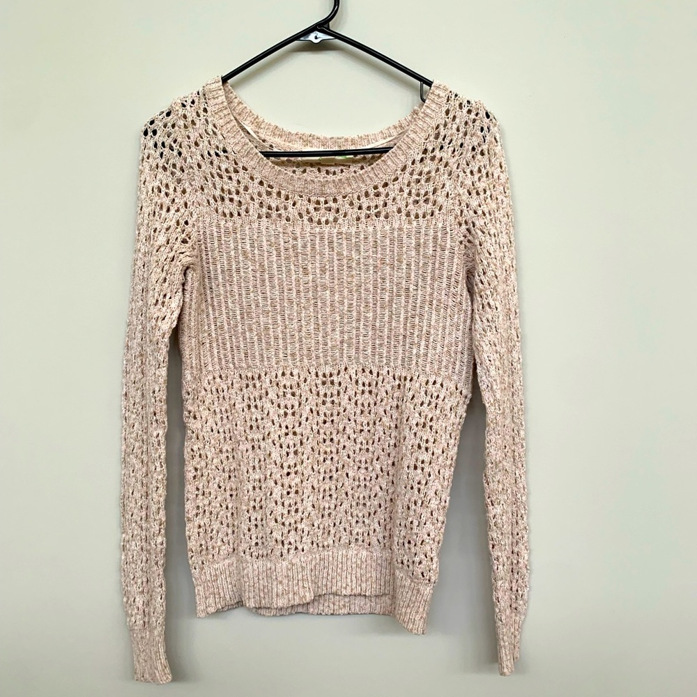 Urban Outfitters Staring At Stars Sweater Open Knit Size Small Cream Boat Neck